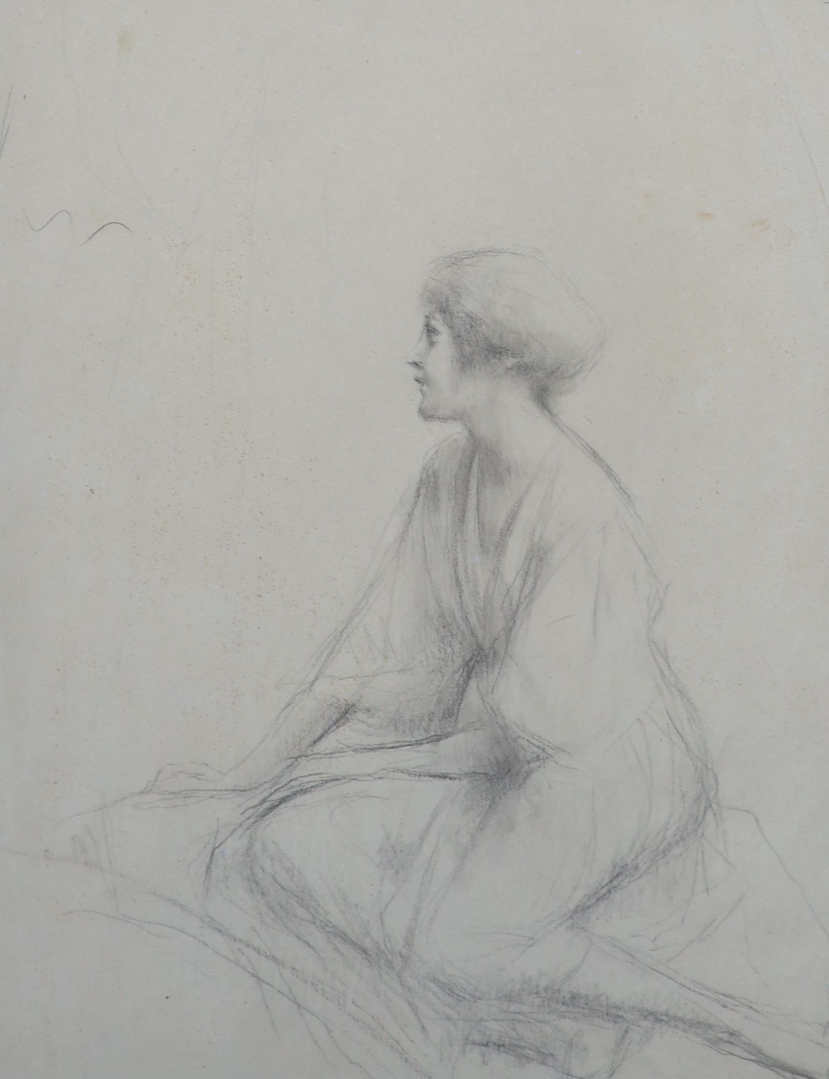 Attributed to Joseph Clark (1834-1926), two pencil drawings, Head and figure studies, largest 26 x 20cm
